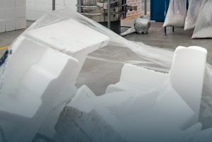Multiple polystyrene pieces for recycling